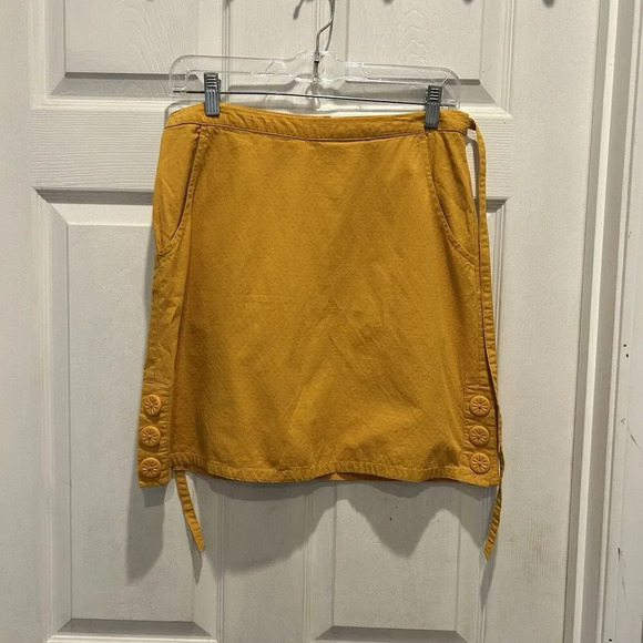 Tulle Anthropologie Yellow Mini Skirt Zip 100% Cotton Lightweight Pockets Small - Picture 2 of 9